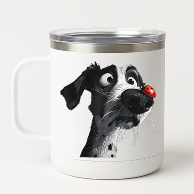 Peachbruh Cute Hound Dog And Ladybug Painting Art Eagerlys 12 oz Stainless Steel Tumbler Cup