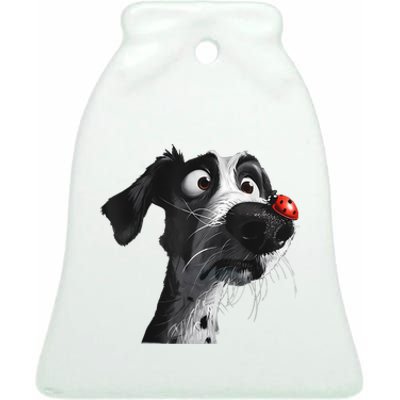 Peachbruh Cute Hound Dog And Ladybug Painting Art Eagerlys Ceramic Bell Ornament