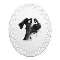 Peachbruh Cute Hound Dog And Ladybug Painting Art Eagerlys Ceramic Oval Ornament