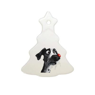 Peachbruh Cute Hound Dog And Ladybug Painting Art Eagerlys Ceramic Tree Ornament