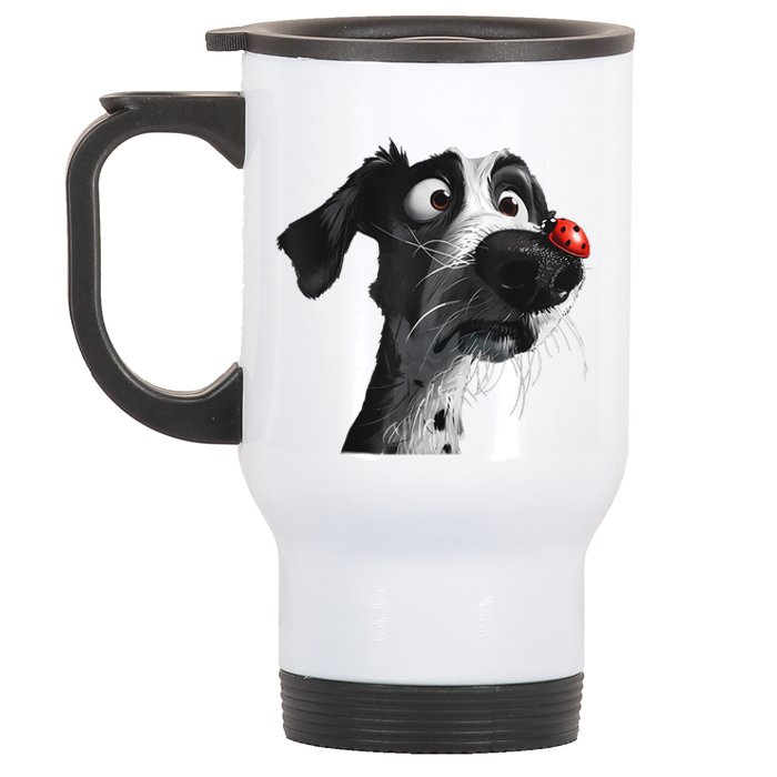 Peachbruh Cute Hound Dog And Ladybug Painting Art Eagerlys Stainless Steel Travel Mug