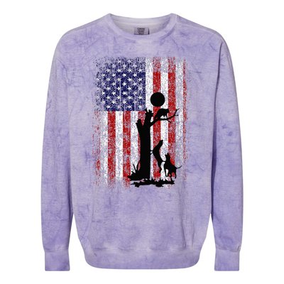 Patriotic Coon Hunting Dogs American Flag Colorblast Crewneck Sweatshirt