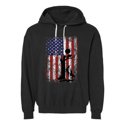 Patriotic Coon Hunting Dogs American Flag Garment-Dyed Fleece Hoodie