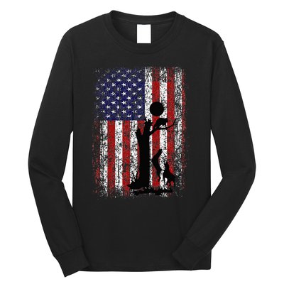 Patriotic Coon Hunting Dogs American Flag Long Sleeve Shirt