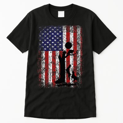 Patriotic Coon Hunting Dogs American Flag Tall T-Shirt