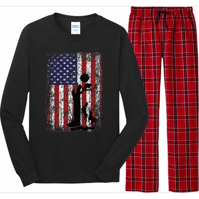 Patriotic Coon Hunting Dogs American Flag Long Sleeve Pajama Set