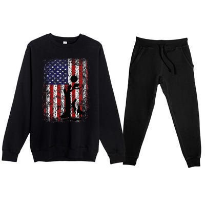 Patriotic Coon Hunting Dogs American Flag Premium Crewneck Sweatsuit Set