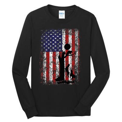 Patriotic Coon Hunting Dogs American Flag Tall Long Sleeve T-Shirt