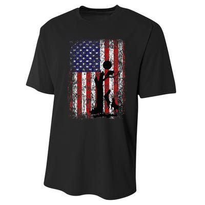 Patriotic Coon Hunting Dogs American Flag Performance Sprint T-Shirt