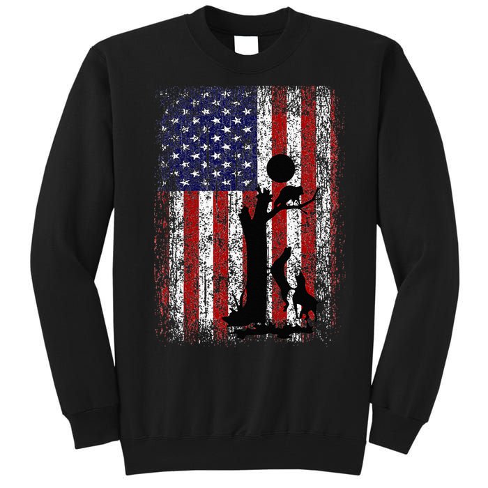 Patriotic Coon Hunting Dogs American Flag Tall Sweatshirt