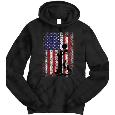 Patriotic Coon Hunting Dogs American Flag Tie Dye Hoodie