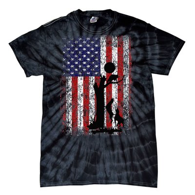 Patriotic Coon Hunting Dogs American Flag Tie-Dye T-Shirt