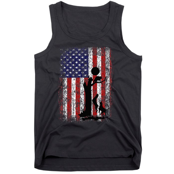 Patriotic Coon Hunting Dogs American Flag Tank Top