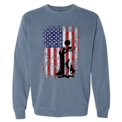 Patriotic Coon Hunting Dogs American Flag Garment-Dyed Sweatshirt