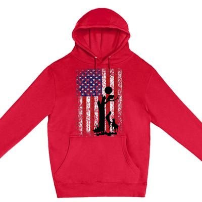 Patriotic Coon Hunting Dogs American Flag Premium Pullover Hoodie