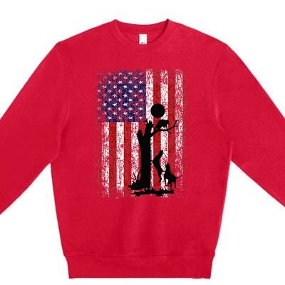 Patriotic Coon Hunting Dogs American Flag Premium Crewneck Sweatshirt