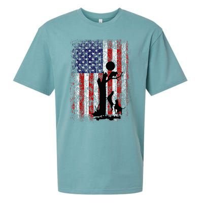 Patriotic Coon Hunting Dogs American Flag Sueded Cloud Jersey T-Shirt