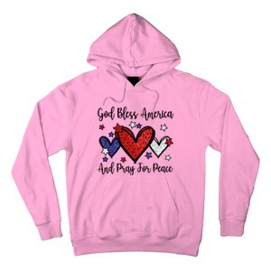 Patriotic Christian Hearts Pray For Peace God Bless America Gift Hoodie