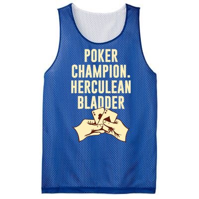 Poker Champion Herculean Bladder Poker Player Dad Jokes Gift Mesh Reversible Basketball Jersey Tank