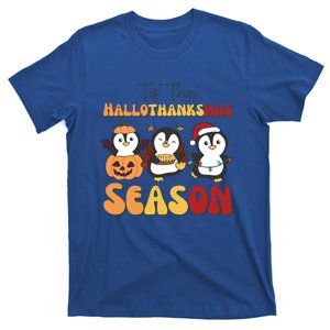 Penguin Christmas Halloween Tis The Hallothanksmas Season Gift T-Shirt