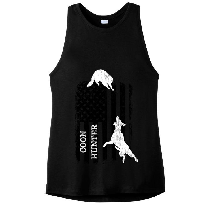 Patriotic Coon Hunting Dogs American Flag Gift Ladies PosiCharge Tri-Blend Wicking Tank