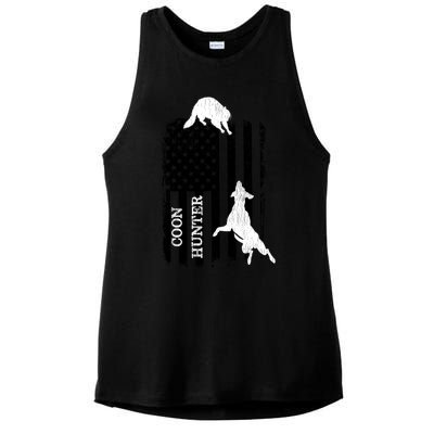 Patriotic Coon Hunting Dogs American Flag Gift Ladies PosiCharge Tri-Blend Wicking Tank