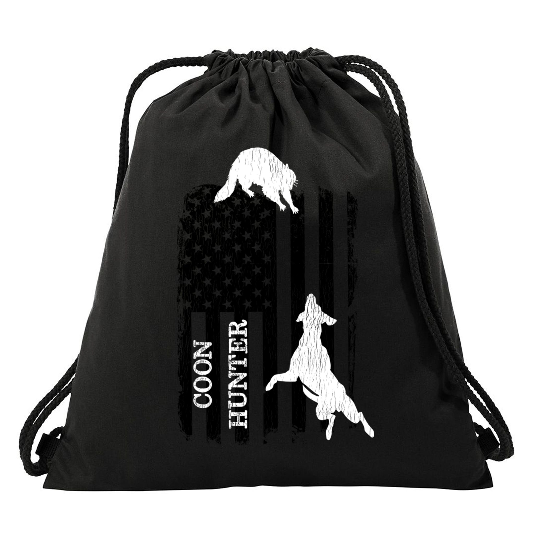 Patriotic Coon Hunting Dogs American Flag Gift Drawstring Bag