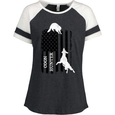 Patriotic Coon Hunting Dogs American Flag Gift Enza Ladies Jersey Colorblock Tee