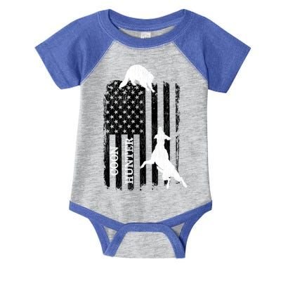 Patriotic Coon Hunting Dogs American Flag Gift Infant Baby Jersey Bodysuit