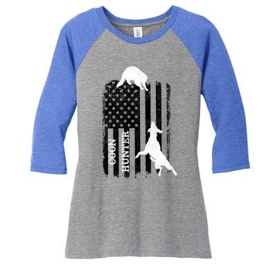 Patriotic Coon Hunting Dogs American Flag Gift Women's Tri-Blend 3/4-Sleeve Raglan Shirt