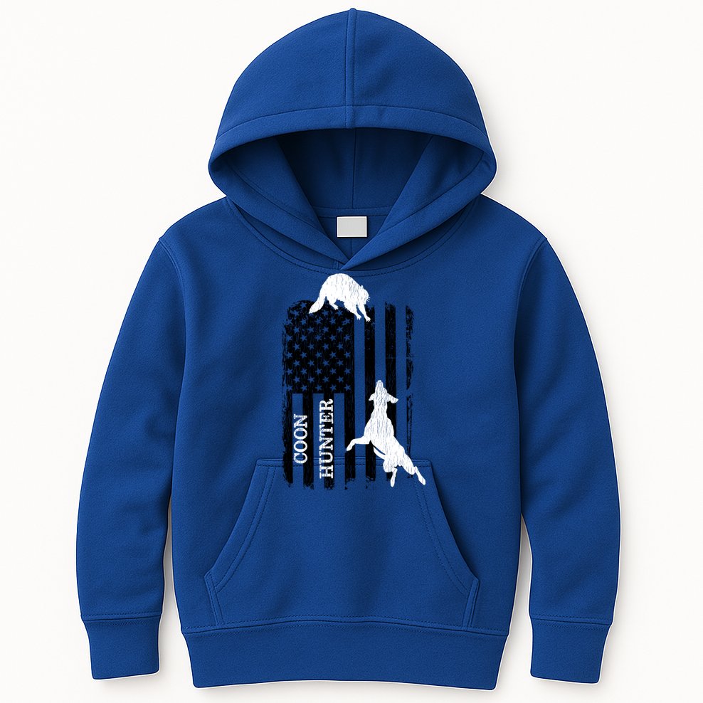 Patriotic Coon Hunting Dogs American Flag Gift Kids Hoodie