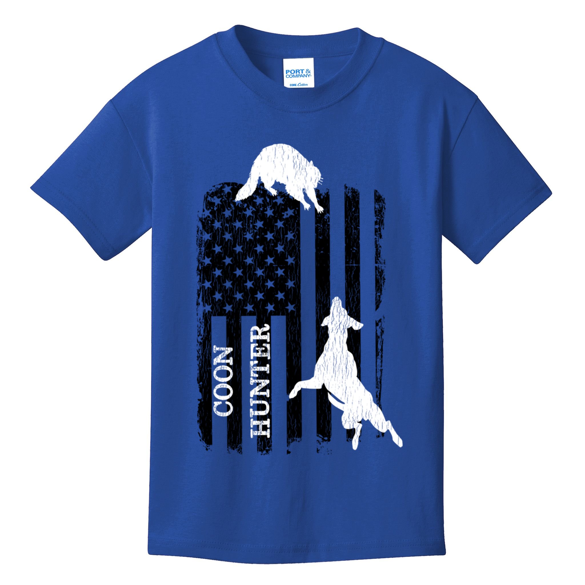 Patriotic Coon Hunting Dogs American Flag Gift Kids T-Shirt