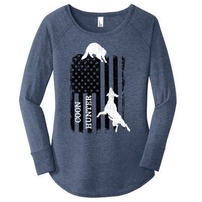 Patriotic Coon Hunting Dogs American Flag Gift Women's Perfect Tri Tunic Long Sleeve Shirt