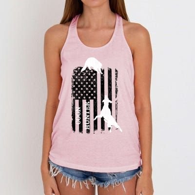 Patriotic Coon Hunting Dogs American Flag Gift Women's Knotted Racerback Tank