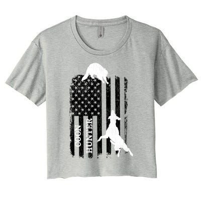 Patriotic Coon Hunting Dogs American Flag Gift Women's Crop Top Tee