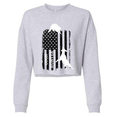 Patriotic Coon Hunting Dogs American Flag Gift Cropped Pullover Crew