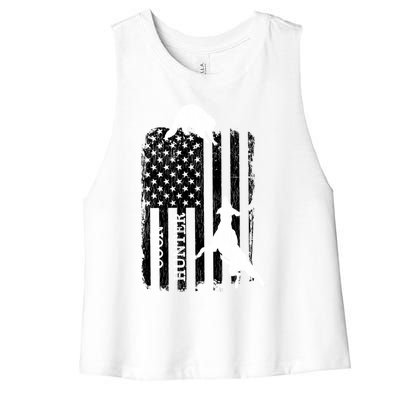 Patriotic Coon Hunting Dogs American Flag Gift Women's Racerback Cropped Tank