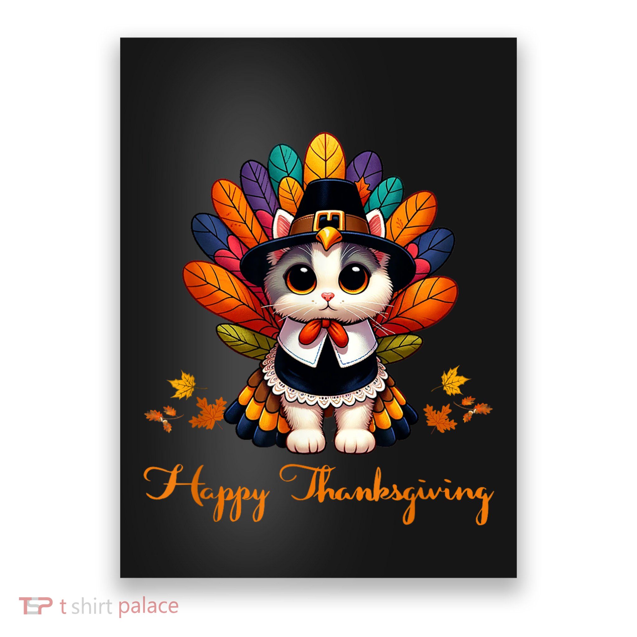 Pilgrim Cat In Turkey Disguise Turkey Costume Thanksgiving Poster