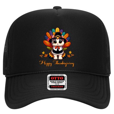 Pilgrim Cat In Turkey Disguise Turkey Costume Thanksgiving Trucker Hat