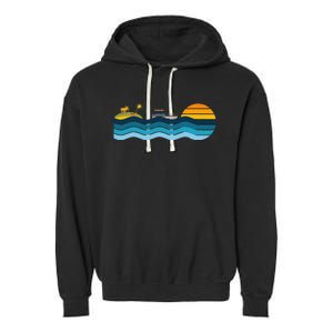 Pontoon Captain Island Sunset Pontoon Boat Summer Relaxing Garment-Dyed Fleece Hoodie