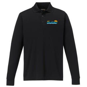 Pontoon Captain Island Sunset Pontoon Boat Summer Relaxing Performance Long Sleeve Polo