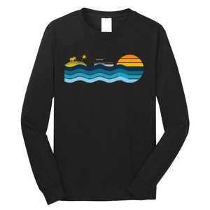 Pontoon Captain Island Sunset Pontoon Boat Summer Relaxing Long Sleeve Shirt