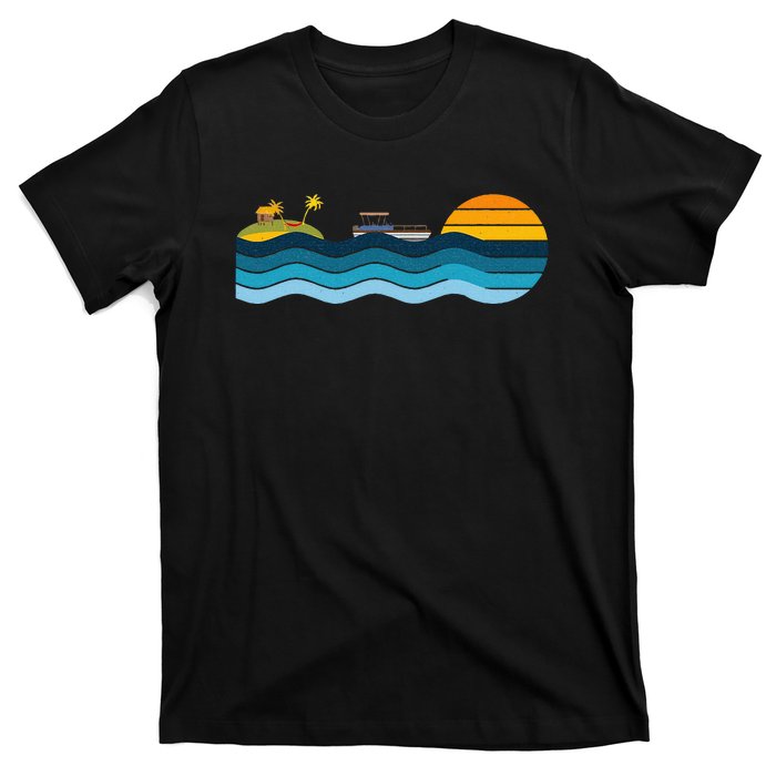 Pontoon Captain Island Sunset Pontoon Boat Summer Relaxing T-Shirt