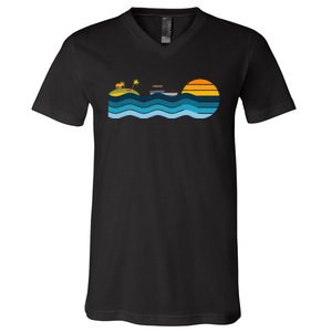 Pontoon Captain Island Sunset Pontoon Boat Summer Relaxing V-Neck T-Shirt