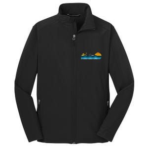 Pontoon Captain Island Sunset Pontoon Boat Summer Relaxing Core Soft Shell Jacket