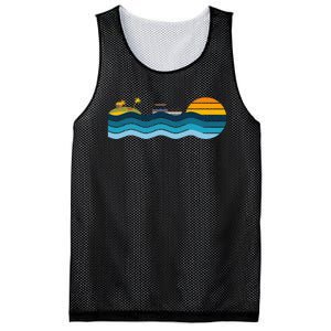 Pontoon Captain Island Sunset Pontoon Boat Summer Relaxing Mesh Reversible Basketball Jersey Tank