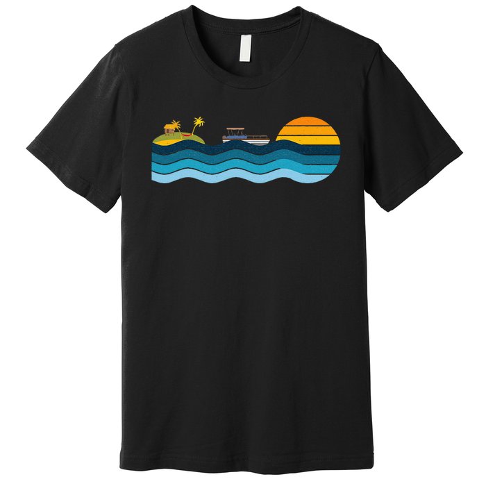 Pontoon Captain Island Sunset Pontoon Boat Summer Relaxing Premium T-Shirt