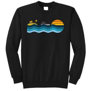 Pontoon Captain Island Sunset Pontoon Boat Summer Relaxing Tall Sweatshirt