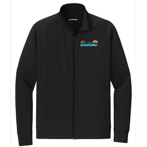 Pontoon Captain Island Sunset Pontoon Boat Summer Relaxing Stretch Full-Zip Cadet Jacket