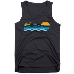 Pontoon Captain Island Sunset Pontoon Boat Summer Relaxing Tank Top